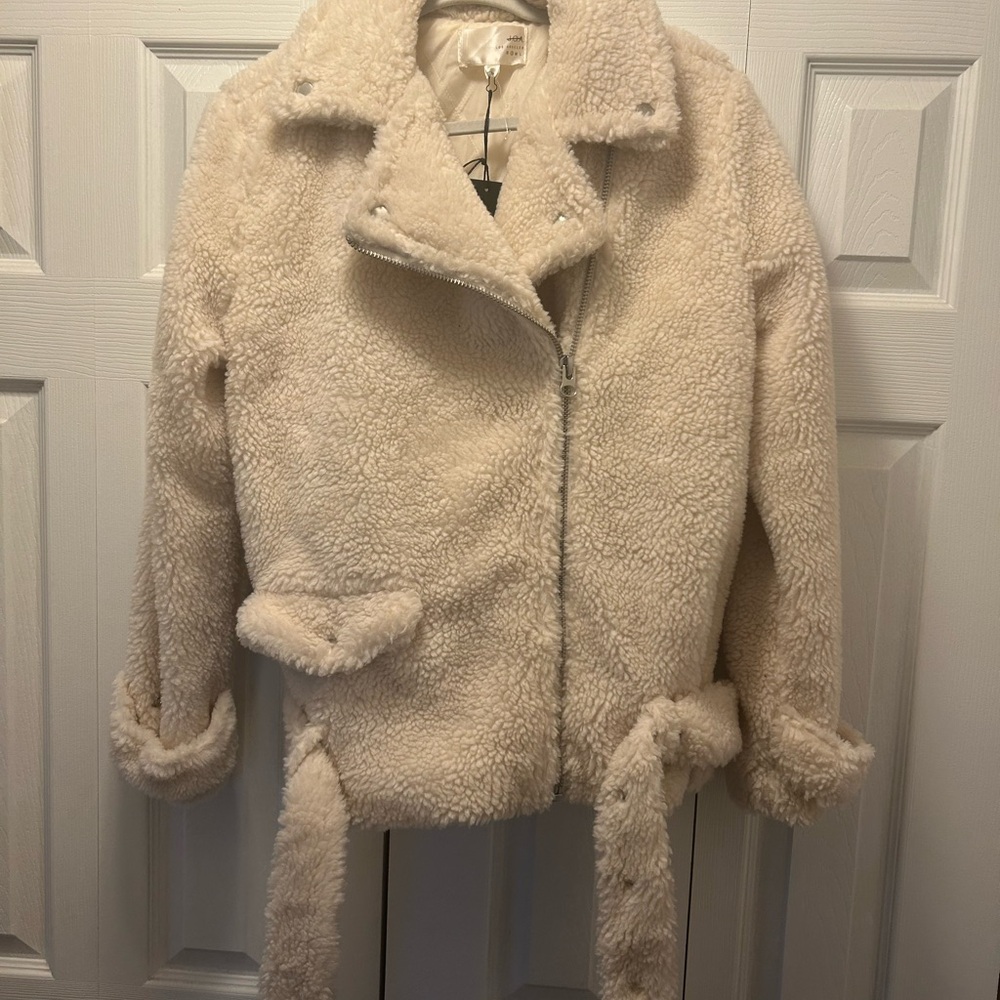 Women's Cream Sherpa Jacket - Teddy Moto